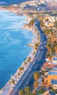 Aerial view of the Baja California Sur coastline near La Paz